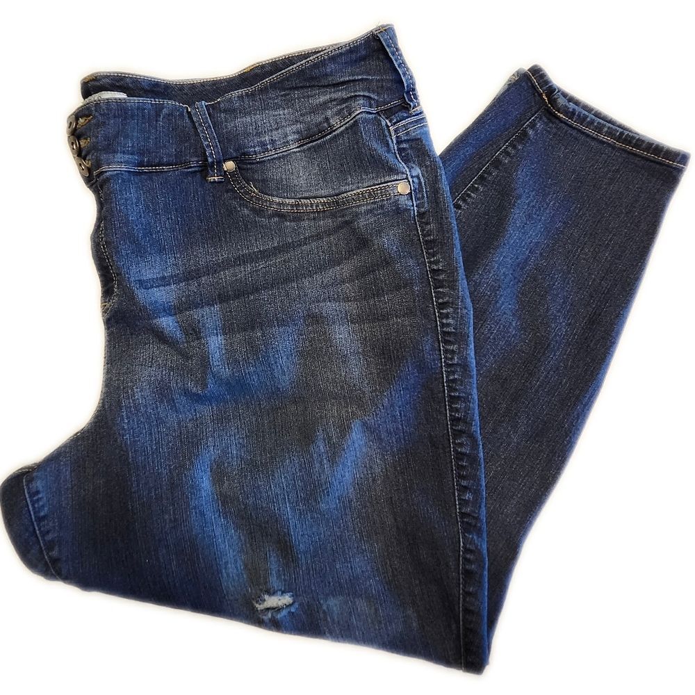 Torrid Denim Medium Blue Wash Distressed Jeggings Jeans, Wm's 26R